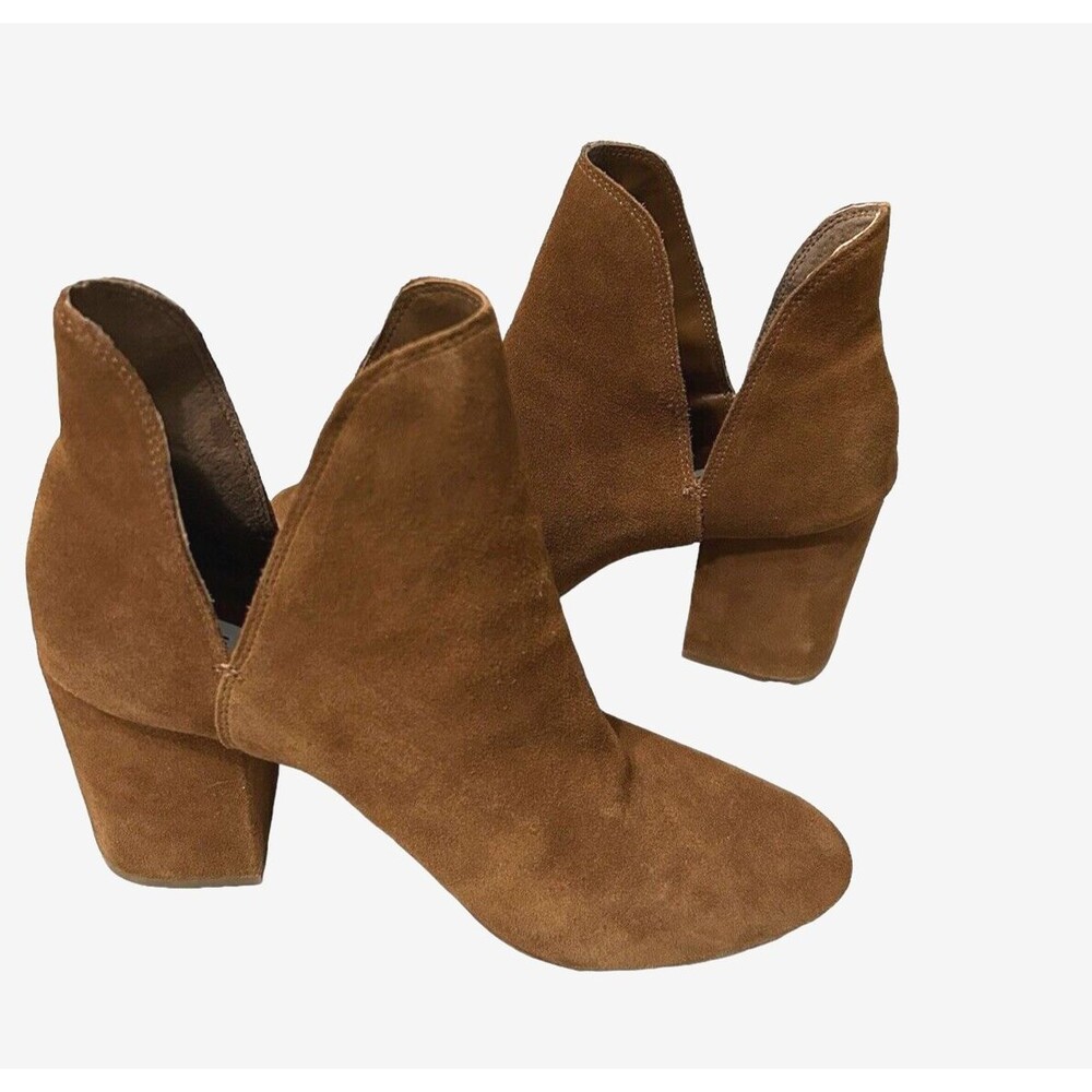 Steve Madden Rookie Bootie Suede Leather Ankle Chestnut Brown Block Heel…